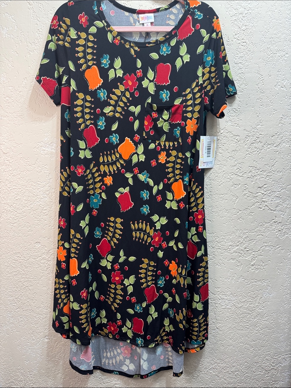 LuLaRoe Carly Dress NWT Medium Floral High Low Swing Pocket Dress - Picture 2 of 9
